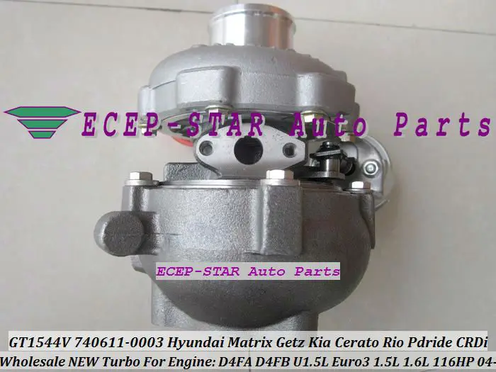 GT1544V 740611-0003 782403 740611 Turbocharger For HYUNDAI Matrix Getz KIA Cerato Rio Pdride CRDi 2004- D4FA D4FB U1.5L with Gaskets (8)