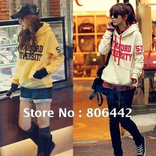 Womens Autumn Sweatshirts Hoodies Leopard Top Outerwear Parka Coats White/ Black Four Size free shipping