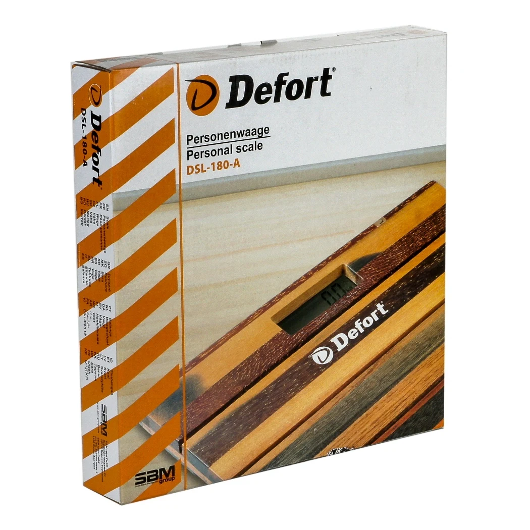 Весы напольные Defort DSL-180-A (дерево и стекло, предел измерений 180 кг)