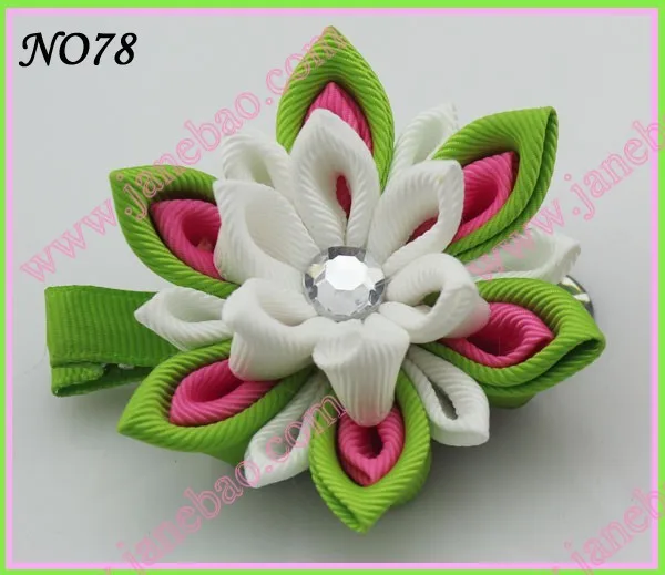 Новые 280 шт. " два слоя Kanzashi цветок заколки моды девушка Bow заколки