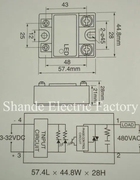 Супер качество 50A SSR, вход 3-32VDC выход 24-480VAC Однофазное твердотельное реле