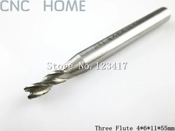 5 шт./лот 4*6*11*55 мм 3 флейты HSS Алюминий Endmill, Измельчители, с ЧПУ Бит, hrc63-66