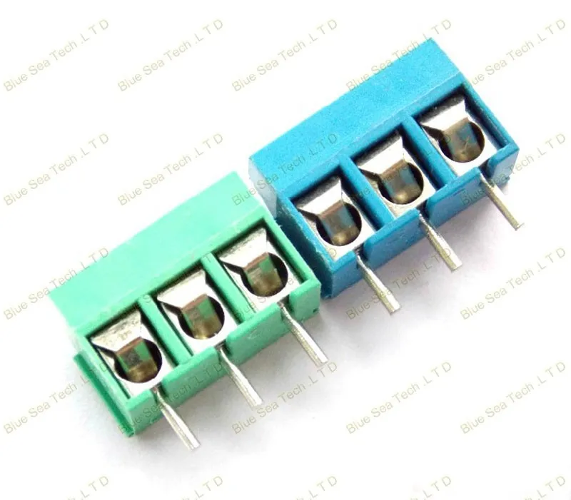 Хорошее 100 шт. KF301-3P 5,0 мм 3 Pin PCB винт Клеммная колодка Разъем, 300 В/16А (22-14 AWG провода), зеленый