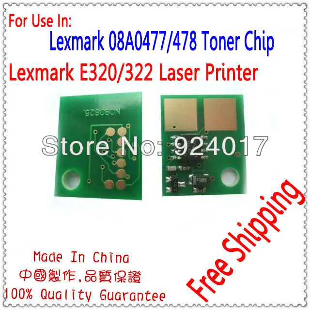 Совместимый принтер Lexmark 08A0477 08A0478 чип тонер-картриджа, для Lexmark 320 322 E320 E322 E322n Заправка принтера чип-тонер