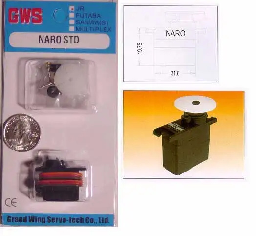 GWS Наро Std Sub микро сервопривод 8,8 грамм 0,09 сек./60 14 унций. В