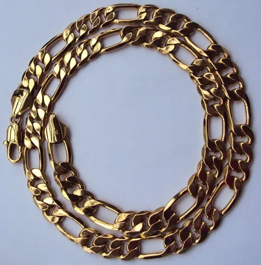 Ювелирный подарок тяжелый 98 г классический мужской желтый цельный Золотой GF цепи ожерелье 23,6 Дюймов