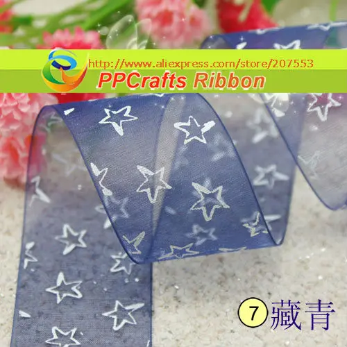 Лента PPCrafts 1-1/2 дюйма 38 мм со звездным принтом прозрачная лента из органзы 200yds/рулон для ремесленничество