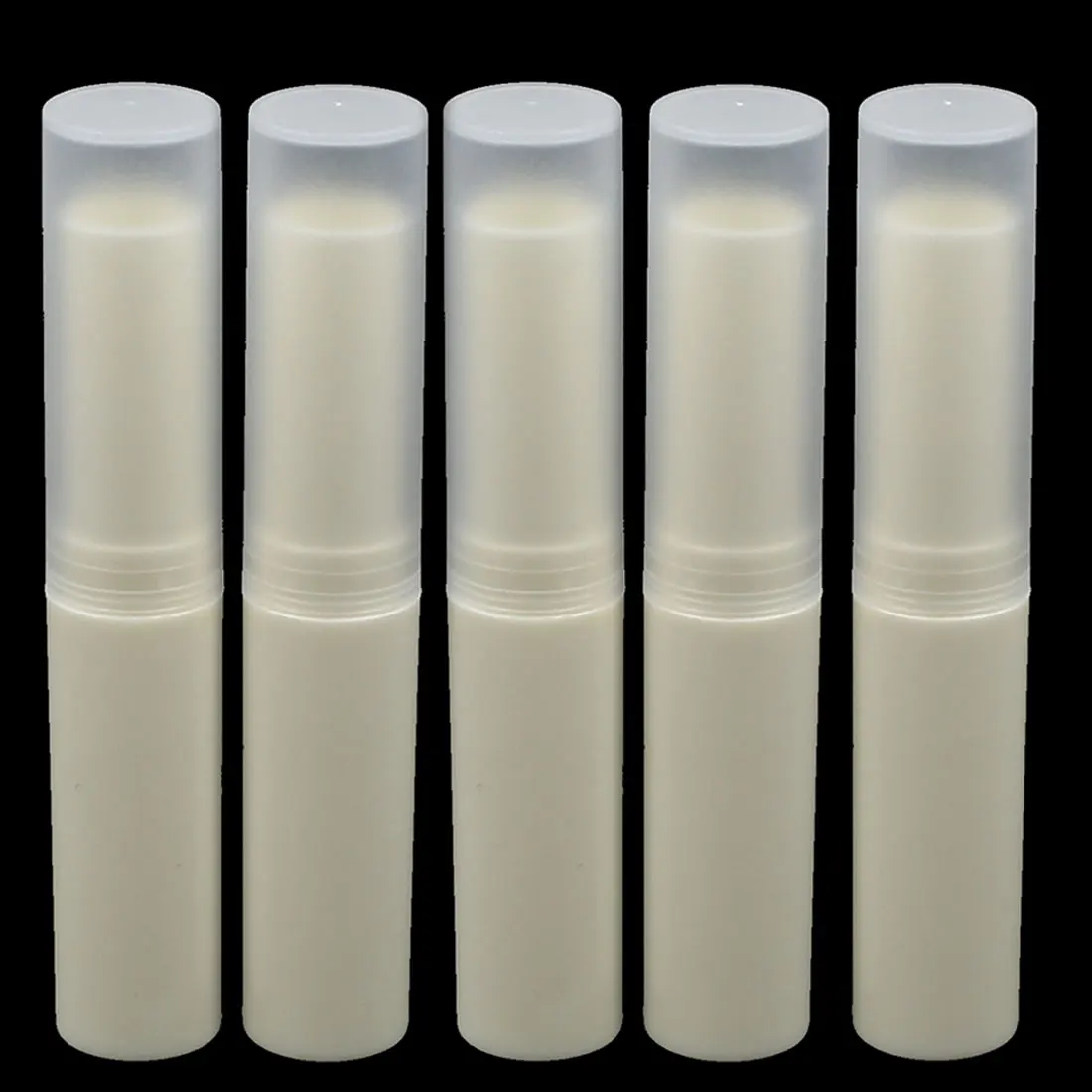 UXCELL 5Pcs Beige Plastic Empty Makeup Diy Lip Balm Tube Lipstick