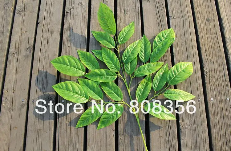 12 шт. искусственный манго ветка дерева стволовых имитация зеленые растения листья для дома торговый центр зеленый лист зеленый украшения стены