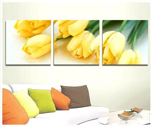 Вышивка пакет Лидер продаж лучшее качество вышивка крестиком триплет полноцветный желтый тюльпан цветок