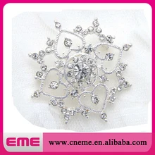 30mm Silber Herz Metall Ziemlich Kristall Strass Schneeflocke Taste für Taschen/Gürtel/Bekleidung/Schuhe/Hochzeit/Party