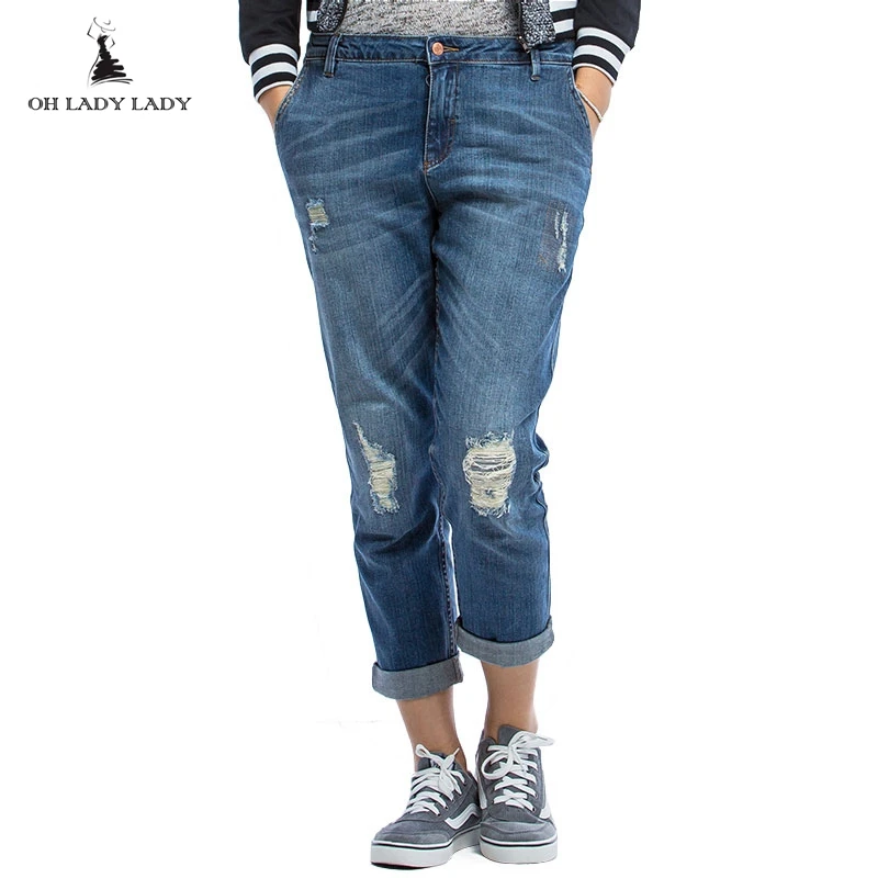 Blue Jeans 2016 Fashion Boyfriend Plus Size Women Denim