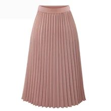 Модная весенне-летняя длинная шифоновая плиссированная юбка, Женская Однотонная юбка с эластичной резинкой на талии, повседневная юбка, черная, белая, Размеры s m l xl