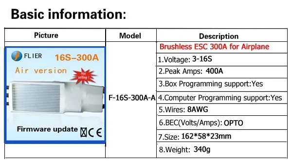 60V 300A HV ESC для бесщеточного двигателя для rc самолета