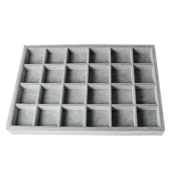 

Doreen Box Velvet Clad Plate Gray Flocked 24 Compartment Jewelry Display Tray Insert Rectangle 35cm x 24cm ,1 PC 2017 new