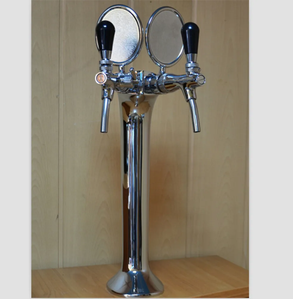 double lines beer tower with beer taps and beer medallion for bar