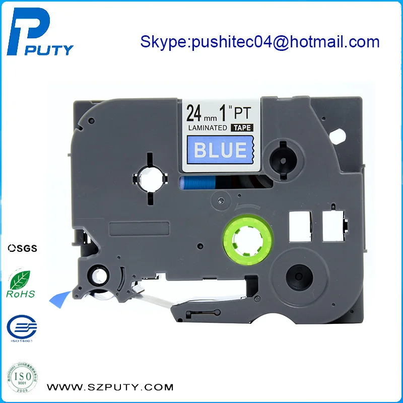 High Quality 10pcs/lot 24mmx8m White on blue tze-555 tze555 ribbon cartridge for p-touch label maker