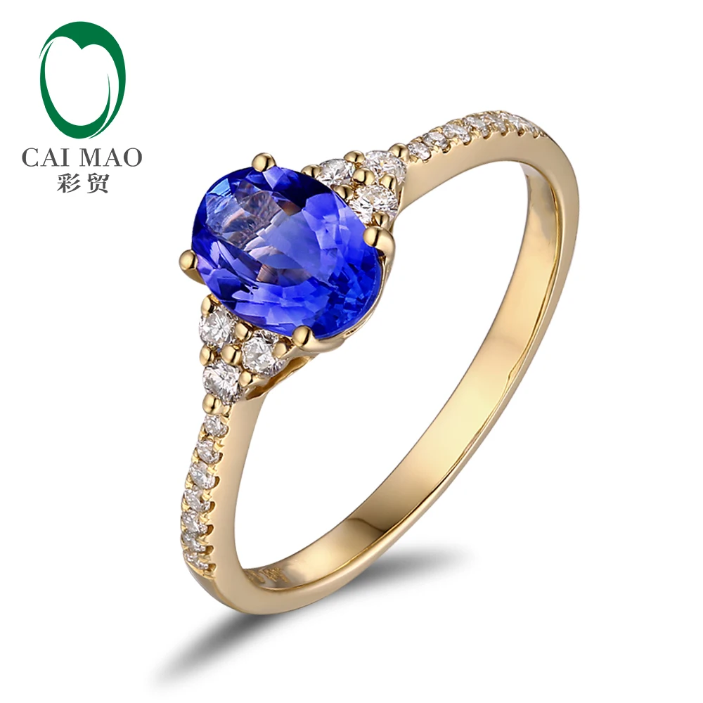 Бесплатная доставка 18KT/750 желтое золото 0 89ct натуральный Танзанит 19ct круглый