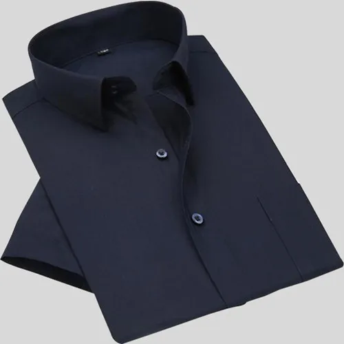 VISADA JAUNA, мужская рубашка,, короткий рукав, хлопок, Camicia Uomo, летняя, повседневная, облегающая, мужская рубашка, платье, большой размер, S-5XL, N970 - Цвет: Navy