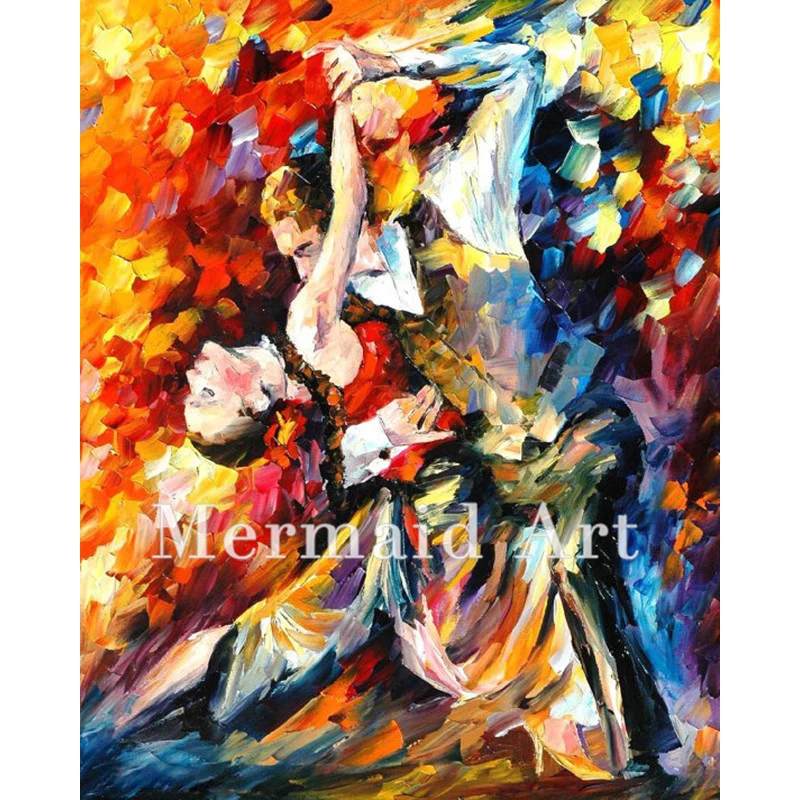

Hand Painted Tango In Paris Oil Painting On Canvas For Abstract Thick Palette Knife Painting Living Room Decor Artwork Fine Art