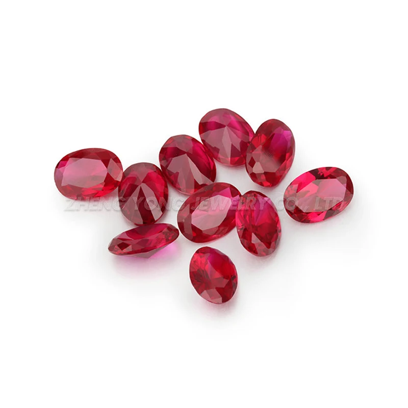 Oval Shape 4x6mm Loose Red 5# Synthetic Corundum Stone Beads In Jewelry