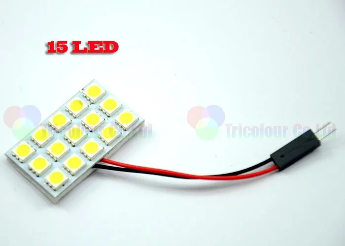 AutoEC 100X панель подсветки светодиодный 15 SMD 5050 Интерьер автомобиля лампа для чтения 12 V белого и синего цвета с гирлянда T10 адаптер# LL10