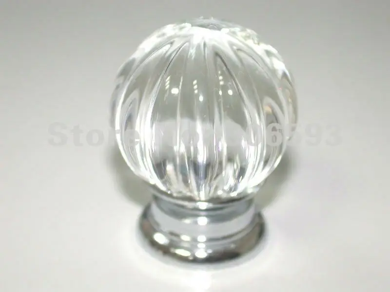 20 шт./лот Бесплатная доставка 30 мм ясные Melon crystal ручки на chrome цинк база