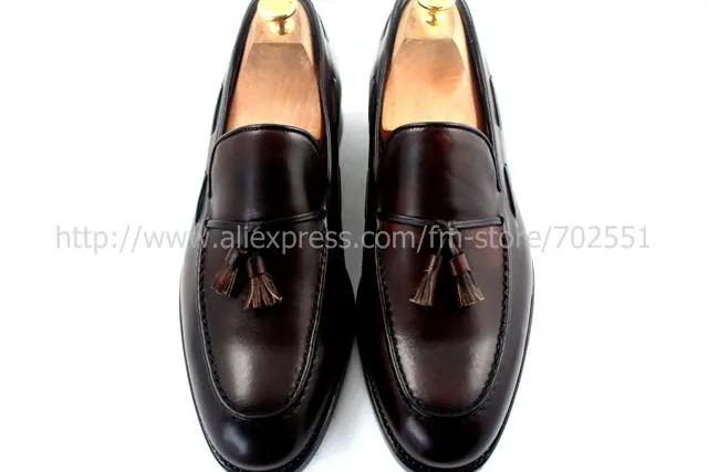 Free shipping goodyear welt handmade men's calfskin color coffee shoe No.Loafer 23