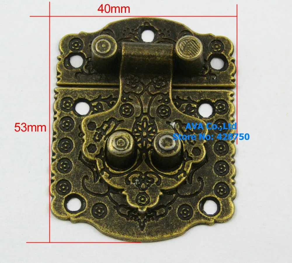 Античная Латунь шкатулка защелка запор с щеколдой 40x53 мм с винтами