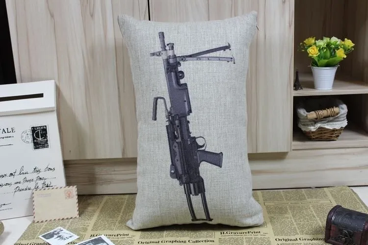 Пистолет Подушка, ретро Винтаж мир пистолет подушки, хлопок белье Подушка Home Decor диванную подушку