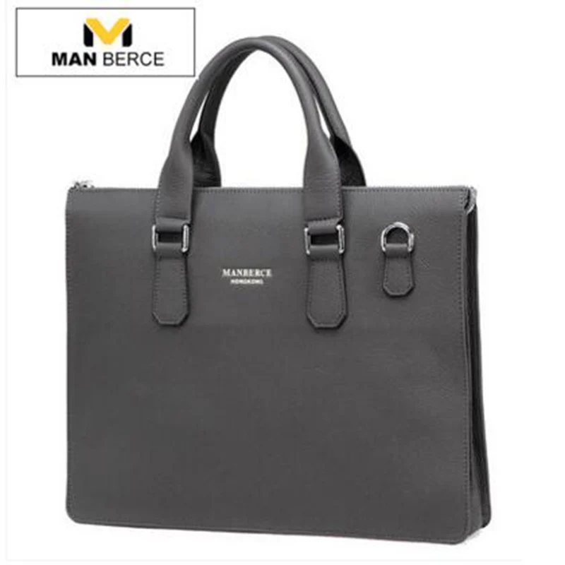 

Brand Handbag MANBERCE Men Shoulder Bags Messenger Bag Genuine Leather Briefcase Men's Business Casual Tote Laptop Bag