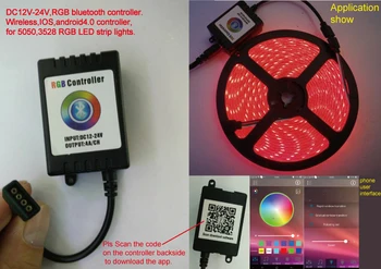 

NEW arrived Bluetooth LED RGB Controller music time Wireless IOS/Android Bluetooth 4.0 for DC12V RGB SMD 5050 3528 led strip