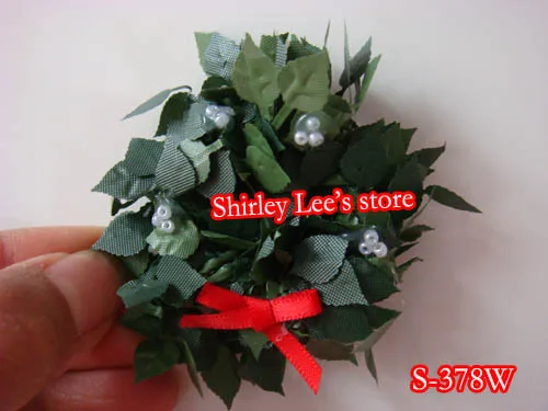 Hot sale!!! 120X   PRETTY Miniature Christmas wreath w/red bow , door decoration,XMAS candle ring   (Free Shipping by EMS