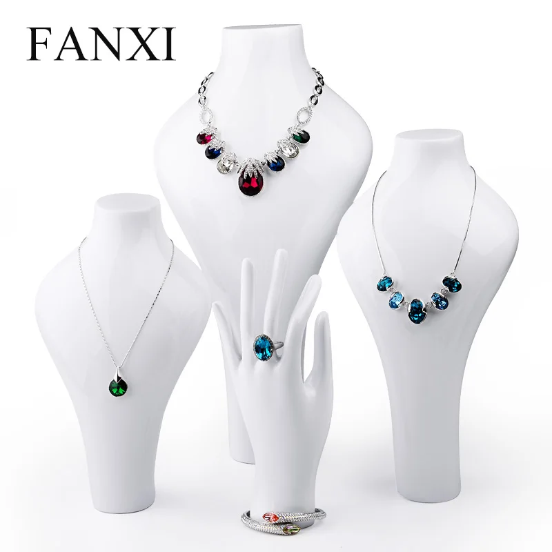 FANXI белая Смола ожерелье Дисплей Подставка-бюст кулон кольцо палец держатель манекены ювелирных изделий Экспонент