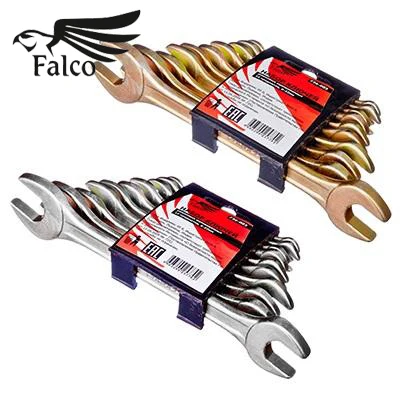НАБОР ГАЕЧНЫХ КЛЮЧЕЙ "FALCO" 6 предметов( 6- 14 мм) рожковых, оцинкованных, в пластиковом подвесе