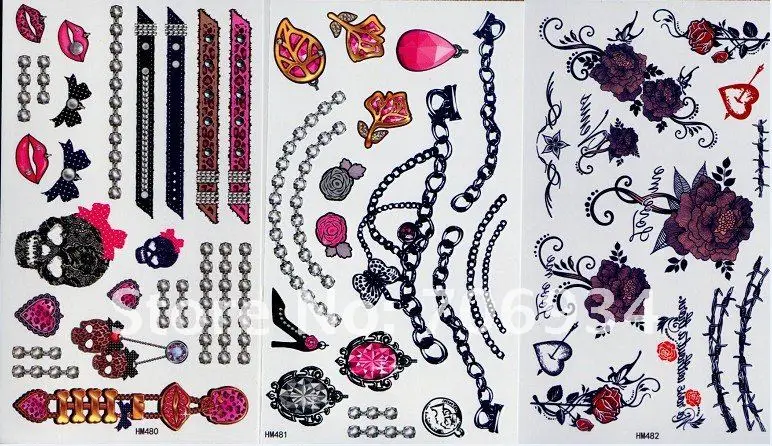 100pcs/lot Temporary Tattoos Tattoo Stickers For Body Art Painting Waterproof 2012 New Designs