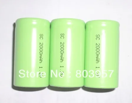 DHL 100 шт/партия перезаряжаемая Ni-CD SC 1,2 V 2000 mAh батарея