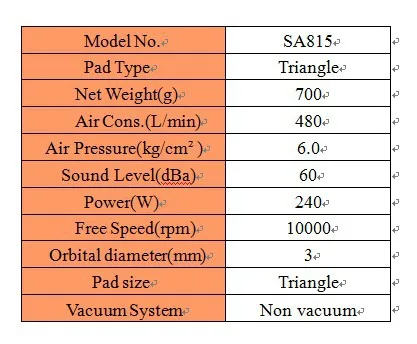 Треугольный тип воздуха Delta Sander треугольное шлифование Pad NON-VACUUM ORBIT 3 мм Air Sander(SA815