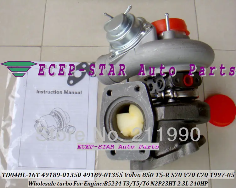 TD04HL-16T 49189-01350 49189-01355 VOLVO 850 T5-R S70 V70 C70 1997-05 240HP engineB5234T5 T3 T6 N2P23HT 2.3L turbocharger (4)
