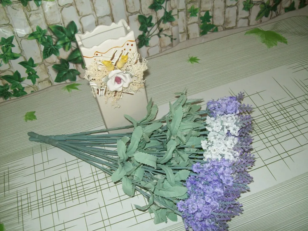 36 см Ткань 16 компл. Х 10 ветка Свадебный домашний Декор Искусственный букет из цветов лаванды для церкви фиолетовый FL046