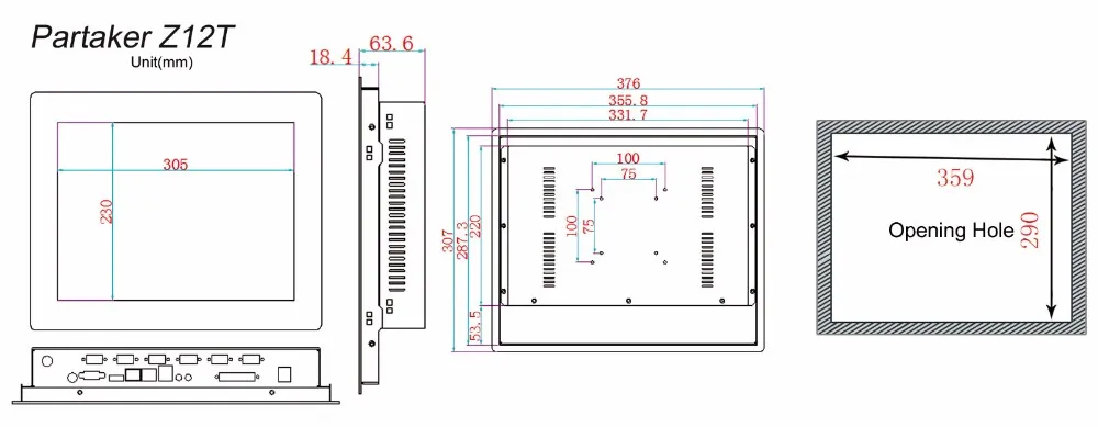 Причастником Z12 10 баллов емкостный Сенсорный экран все в одном ПК 15 "с Atom D2550 Dual Core 2 г Оперативная память 32 г SSD