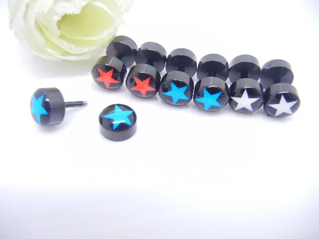 Lot50pcs Бесплатная пересылка Украшения для тела-Нержавеющая сталь звезды Поддельные Ухо Вилки Иллюзия уха сужается Expander подключаемых уха