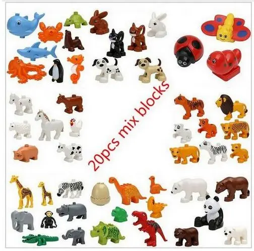 

NEW Cheaper Duplo Animal Building Blocks 30pcs/lot LegoINGlys Ocean Forest Farm Animal Models Duplo Figures Compatible with toys