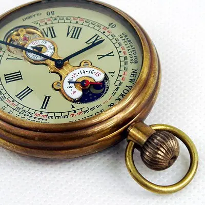 1882'S NY Tourbillon механические из чистой меди антикварные мужские карманные часы Горячая
