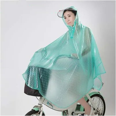 Модный прозрачный дождевик для велоспорта дождевик водонепроницаемый велосипедный плащ-дождевик с капюшоном PVC плащи - Цвет: Зеленый