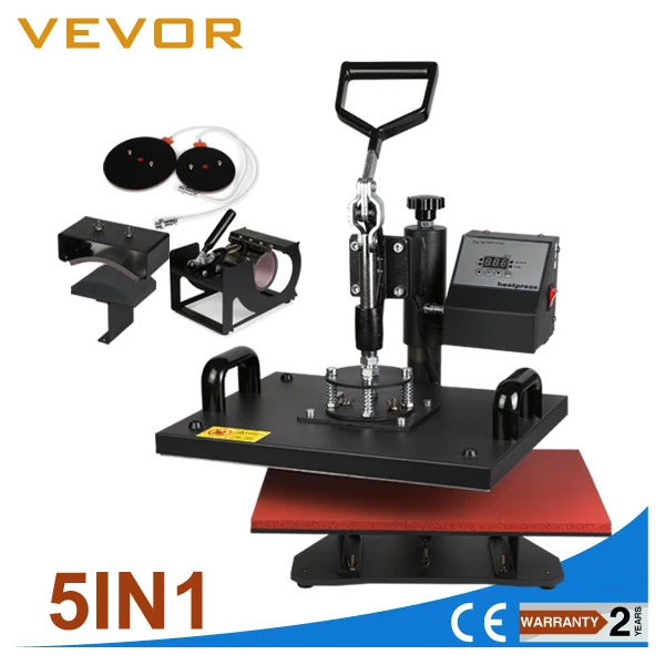 

VEVOR Sublimation T-shirt mug cap Plate 5in1 T Shirt Heat Press Machine Mug/Cap/TShirt /Phone case Etc