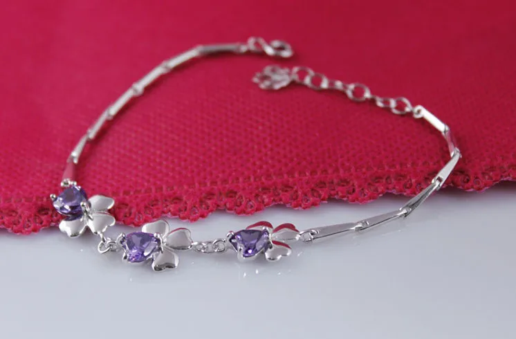 OMH торговля драгоценностями 2013 Мода Фиолетовый Кристалл смешанные 5 различных стилей Случайная женские 18 KT золотые браслеты SZ125