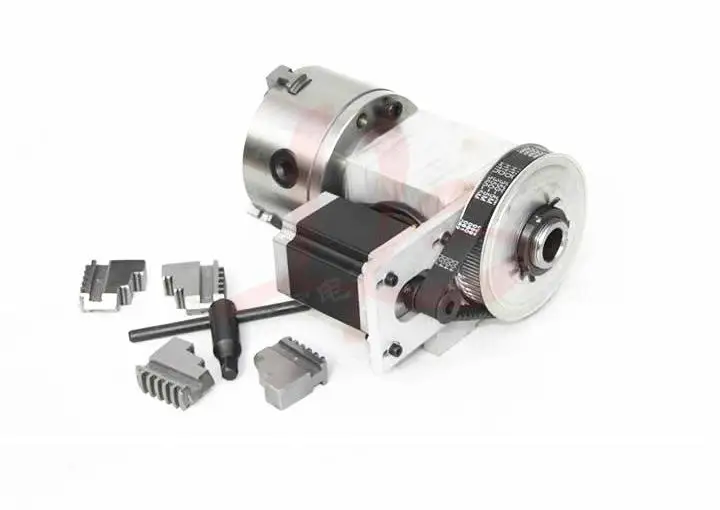 

CNC 4th axis ( A aixs, Rotary ) with chuck for cnc engraving machine hollow shaft K5M-6-100B 100mm 4 jaw