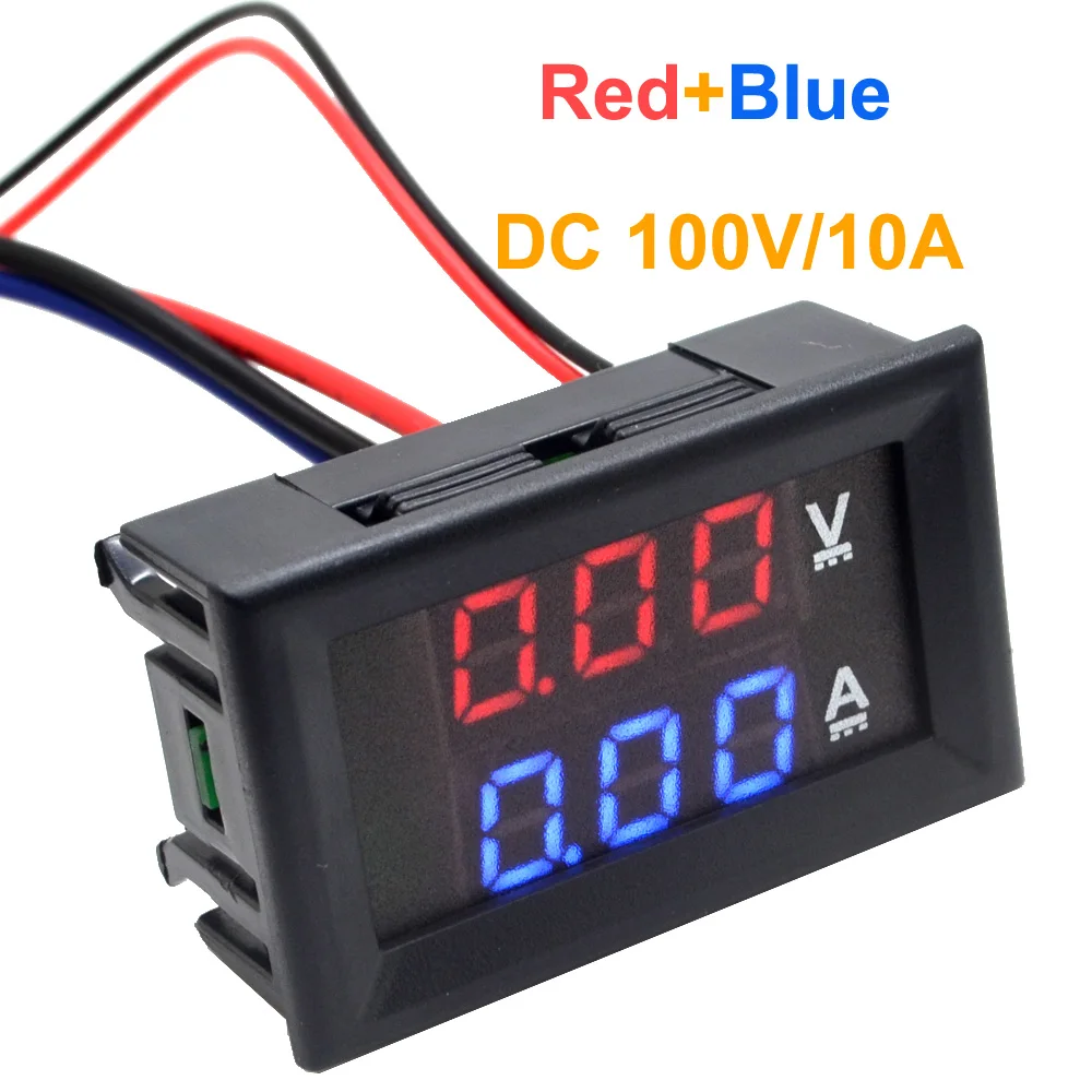

5pcs/lot LED DC 0-100V 10A Dual display Meter Digital Voltmeter Ammeters Panel Amp Volt Gauge Free Shipping10000840