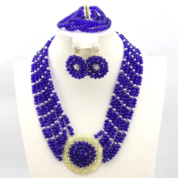 Charms 6 Rolls Silver/Blue African Women Party Jewelry Set Bellanaija Wedding Inspiration Jewellery Set Free Shipping WA825 - Окраска металла: 18